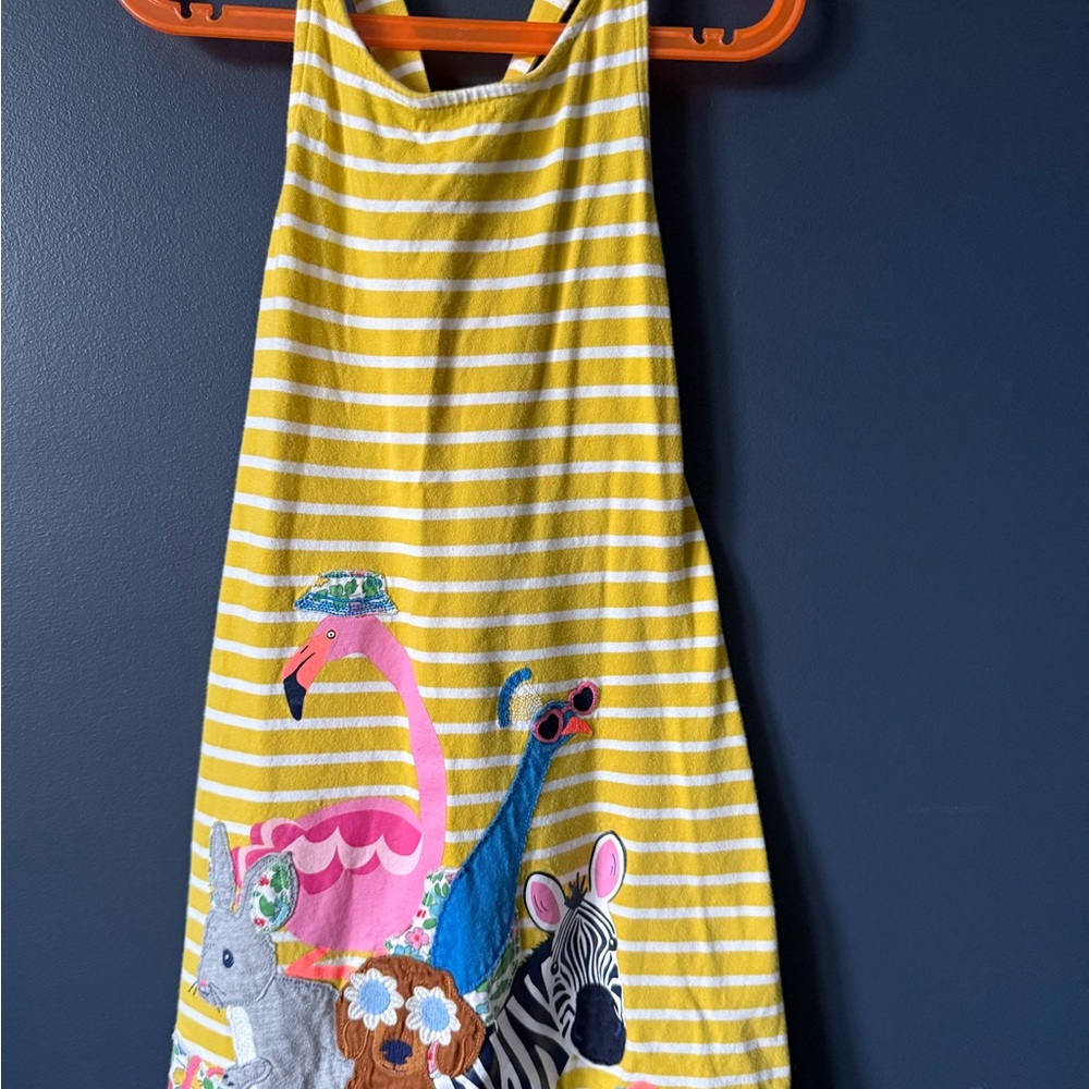 Mini Boden Yellow and White Striped Dress